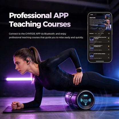 Vibrating Foam Roller with Smart APP Control, 5-Speed Electric Deep Tissue Massage Roller for Back Pain Relief, Muscle Recovery, Physical Therapy, Yoga, Neck, Leg Pain - Rechargeable & Portable