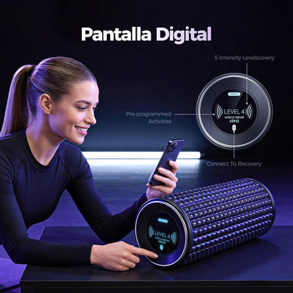 Vibrating Foam Roller with Smart APP Control, 5-Speed Electric Deep Tissue Massage Roller for Back Pain Relief, Muscle Recovery, Physical Therapy, Yoga, Neck, Leg Pain - Rechargeable & Portable