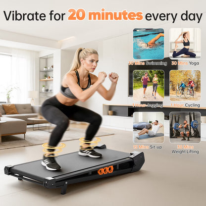 2 in 1 Walking Treadmill Pad & Vibration Plate, 2.5HP Compact under Desk Treadmills with Incline, Low Noise Walking Pad for Home Small Spaces, Office, Remote Control & LED Display