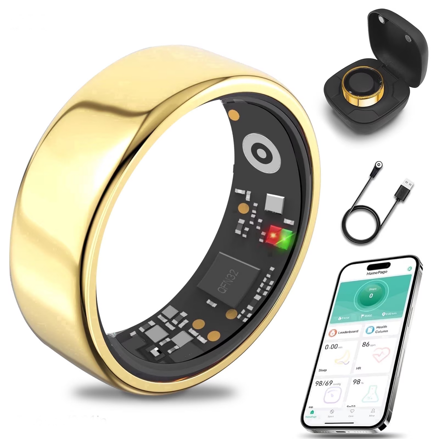 24/7 Health Monitoring Smart Ring for Women & Men, No Subscription
