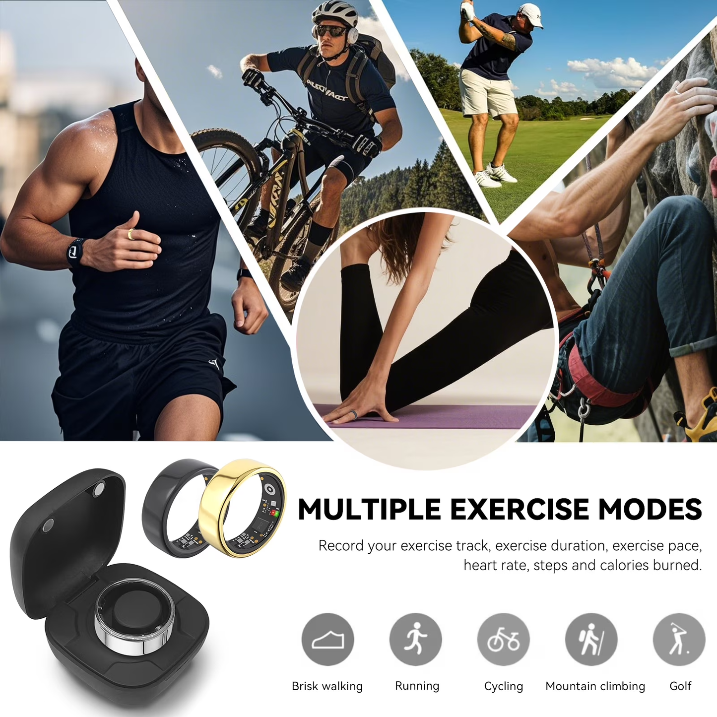 24/7 Health Monitoring Smart Ring for Women & Men, No Subscription